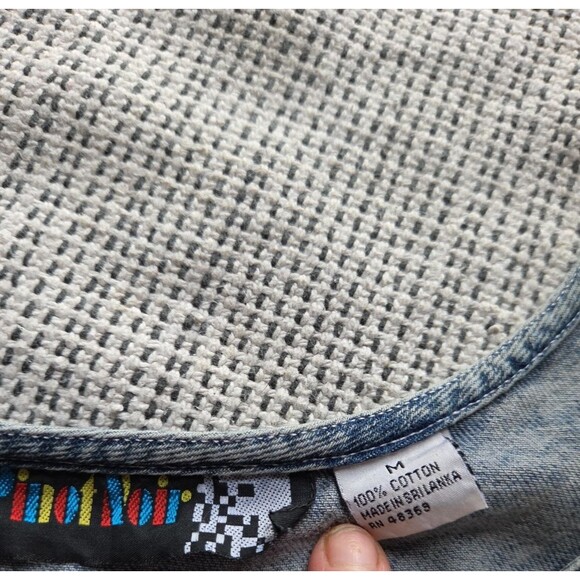 Vintage 80s Pinot Noir Denim Acid Wash Romper Shorts Jumper Medium w/Pockets - Picture 5 of 8